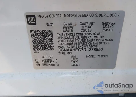 2024 Chevrolet Equinox Fwd Ls from USA, damaged, VIN 3GNAXHEG7RL278650